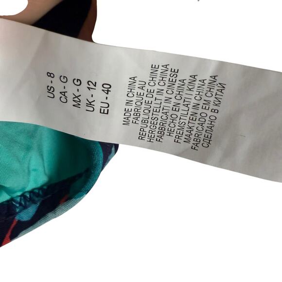 La Blanca Sunshine Navy Peach Halter Fruit Floral 2 Piece Bikini Swimsuit Set 8 - Picture 9 of 12